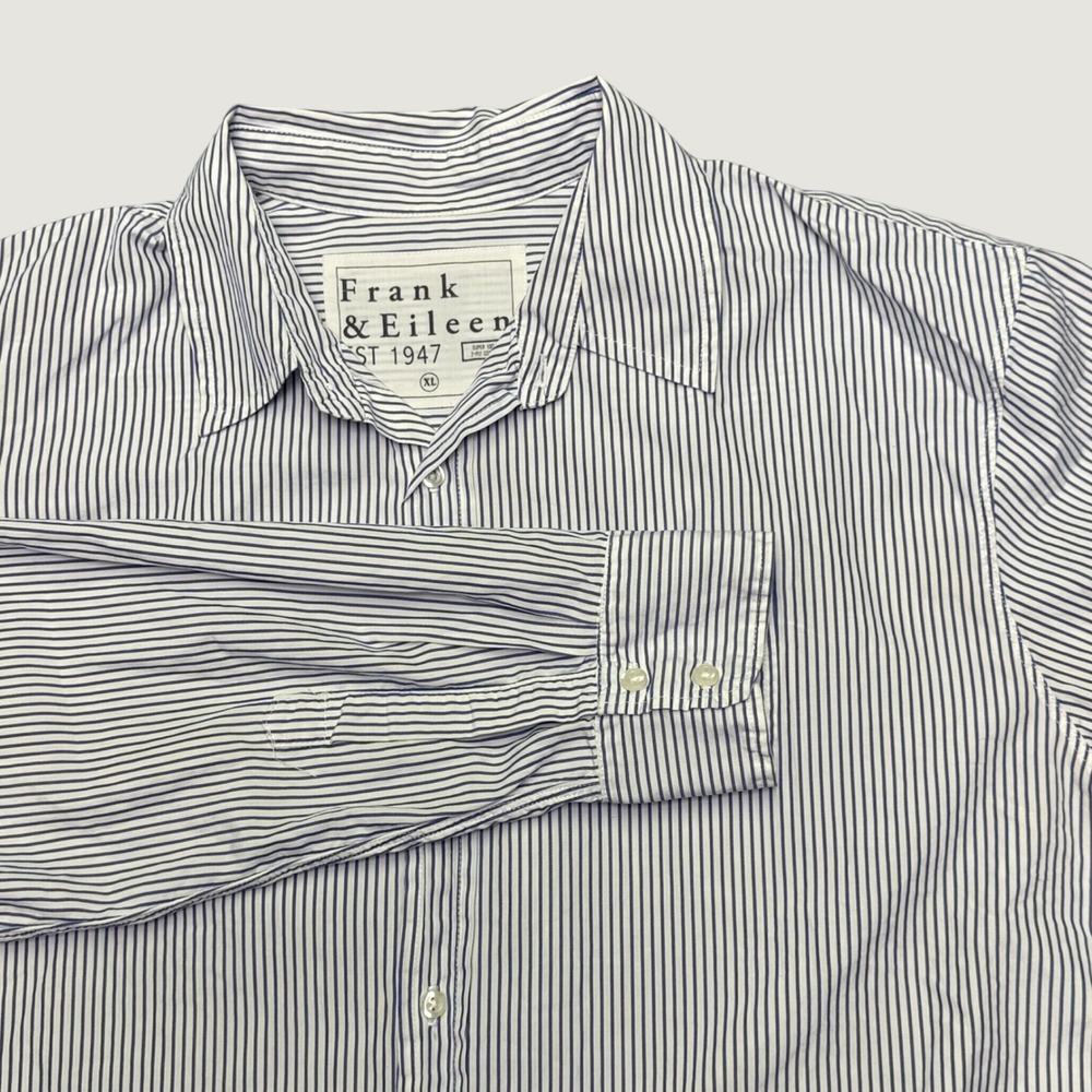 Frank & Eileen Paul Button Down Mens XL Blue White Striped Super 100s Cotton